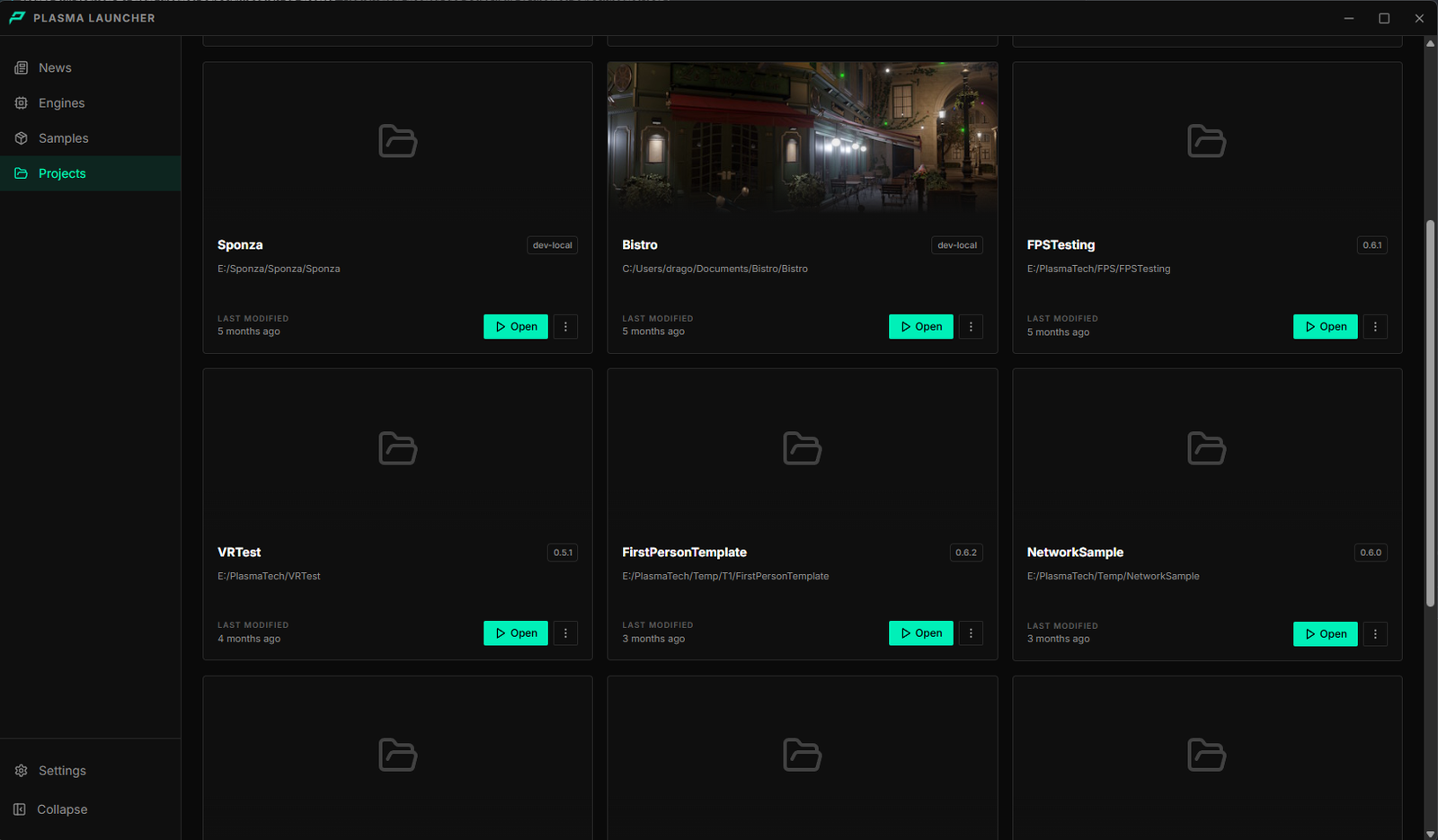 The Projects tab showing the project grid